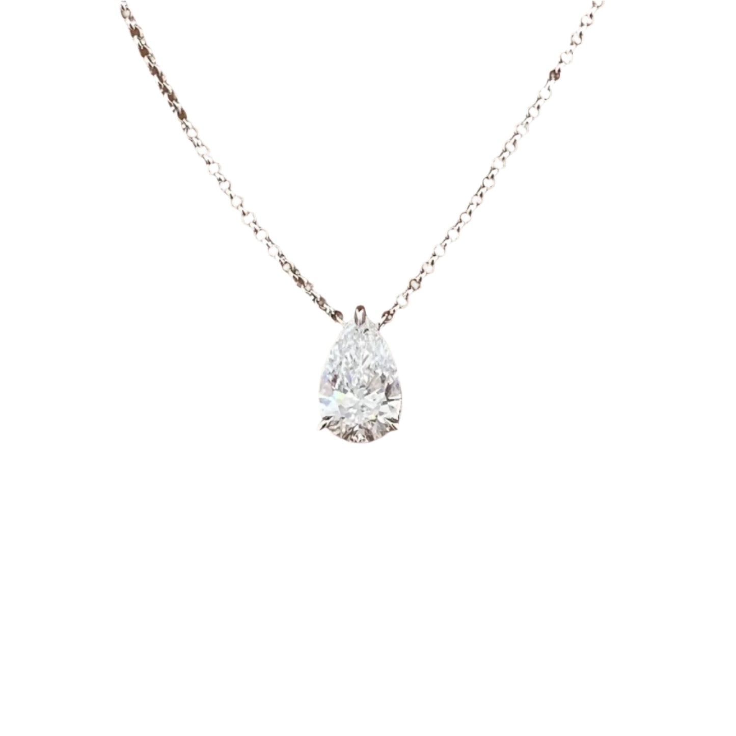 Ommasi.LD-02 (1.0-2.0-3.0ct Solitare Pear-Shaped Lab-Grown Diamond Pendant)