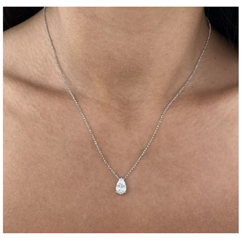 Ommasi.LD-02 (1.0-2.0-3.0ct Solitare Pear-Shaped Lab-Grown Diamond Pendant)